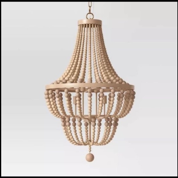 Target Opalhouse Beige Wood Bead Chandelier - Picture 1 of 2